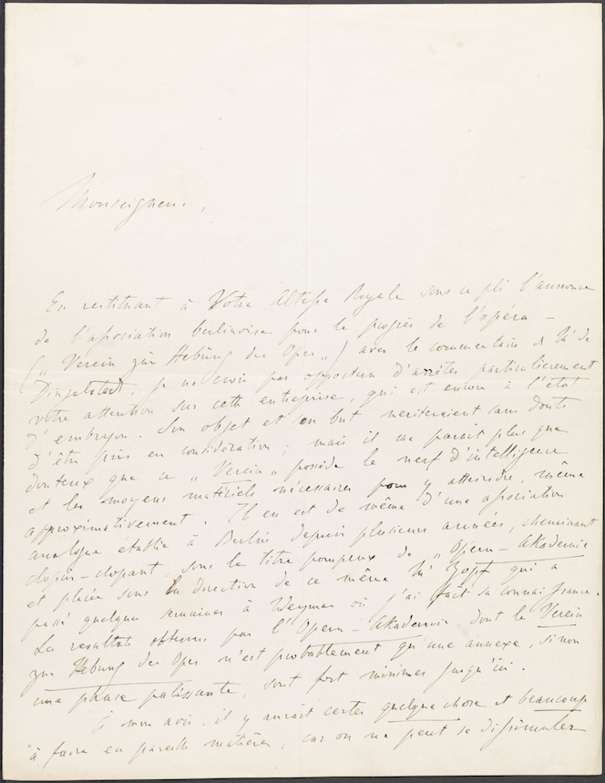 Seite 1 des Briefes von Franz Liszt an Carl Alexander von 1860