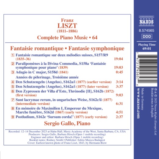 Liszt Complete Piano Music 64 Sergio Gallo Back
